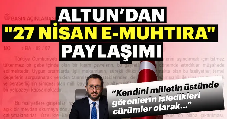 Altun’dan 27 Nisan e-muhtıra paylaşımı