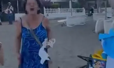 izmir'de plajda skandal görüntüler! Tesettürlü anne ve kızına sözlü saldırı #izmir