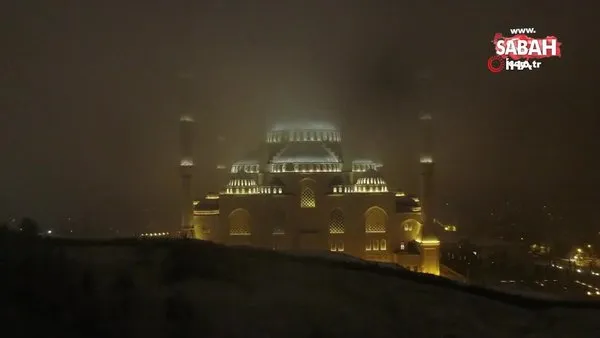 Çamlıca Camii'nde eşsiz kar manzaraları | Video
