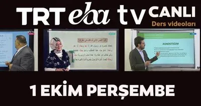 TRT EBA TV canlı izle! 1 Ekim 2020 Perşembe ’Uzaktan Eğitim’ Ortaokul, İlkokul, Lise kanalları canlı yayın | Video