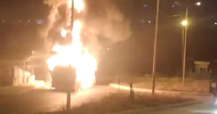 Başakşehir’de belediye otobüsü alev alev yandı