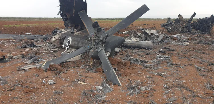 Son dakika: ABD helikopterinin enkazı görüntülendi: İdlib'deki operasyonda imha edilmişti