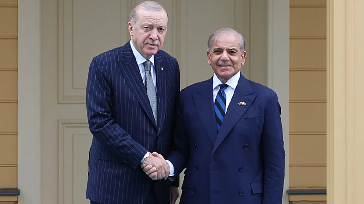Pakistan Başbakanı Anwaar-ul-Haq Kakar, Cumhurbaşkanı Recep Tayyip Erdoğan ile Dolmabahçe Sarayı'nda görüşüyor.