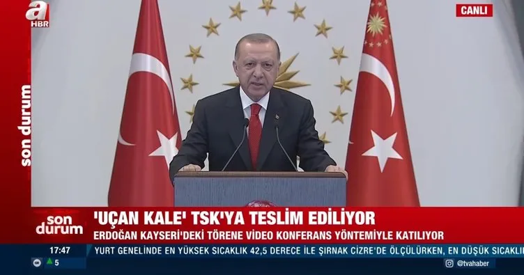 Son dakika: Başkan Erdoğan'dan 'Uçan Kale'nin TSK'ya teslim töreninde önemli açıklamalar: Sözde dostlarımız bizi zaafa düşürmeye çalıştı