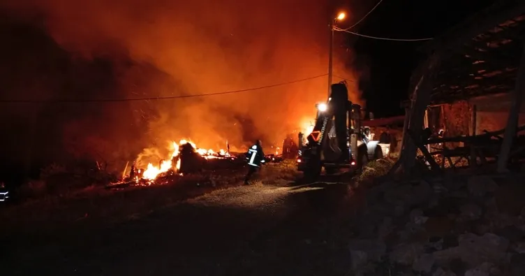 Samanlık, ev ve balya yığınları kül oldu