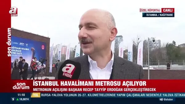 Bakan Karaismailoğlu, A Haber'de Kağıthane-İstanbul Havalimanı Metro hattını anlattı | Video