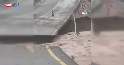 Kayseri’de sel yolu çökertti