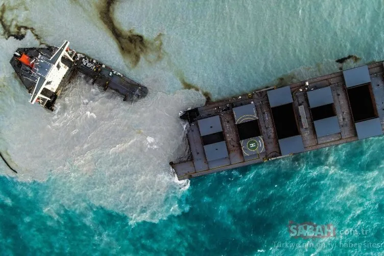 Felaket büyüyor! Mauritius’ta karaya oturan petrol tankeri ikiye bölündü