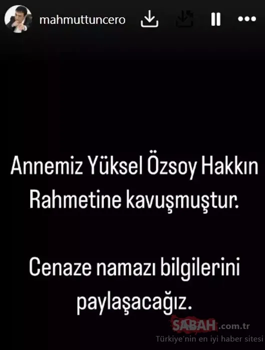 Mahmut Tuncer’in acı günü! Annesi hayatını kaybetti!