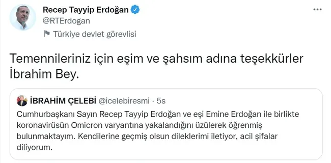 Siyasilerden gelen geçmiş olsun mesajlarına Başkan Erdoğan'dan teşekkür!