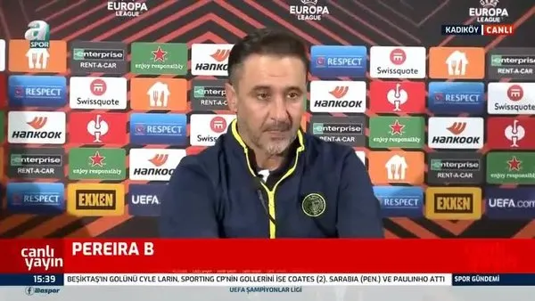 Fenerbahçe teknik direktörü Pereira'dan hakemlere tepki!