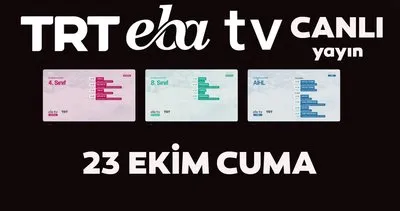 TRT EBA TV izle! 23 Ekim Cuma Ortaokul, İlkokul, Lise dersleri ’Uzaktan Eğitim’ canlı yayın: EBA TV ders programı | Video
