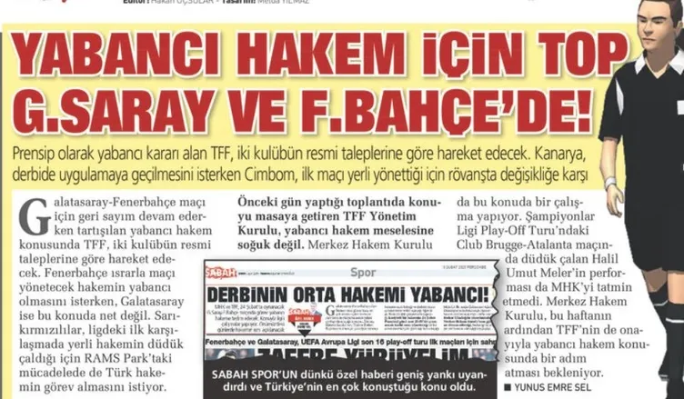 SABAH Spor yabancı hakem gündemini belirledi! İşte derbiyi yönetecek hakem adayları