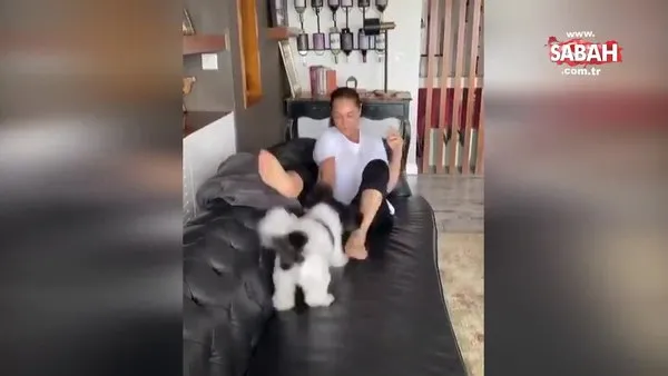 Hülya Avşar köpeği ile böyle şov yaptı! Corona virüsü karantinası günlerinde... | Video