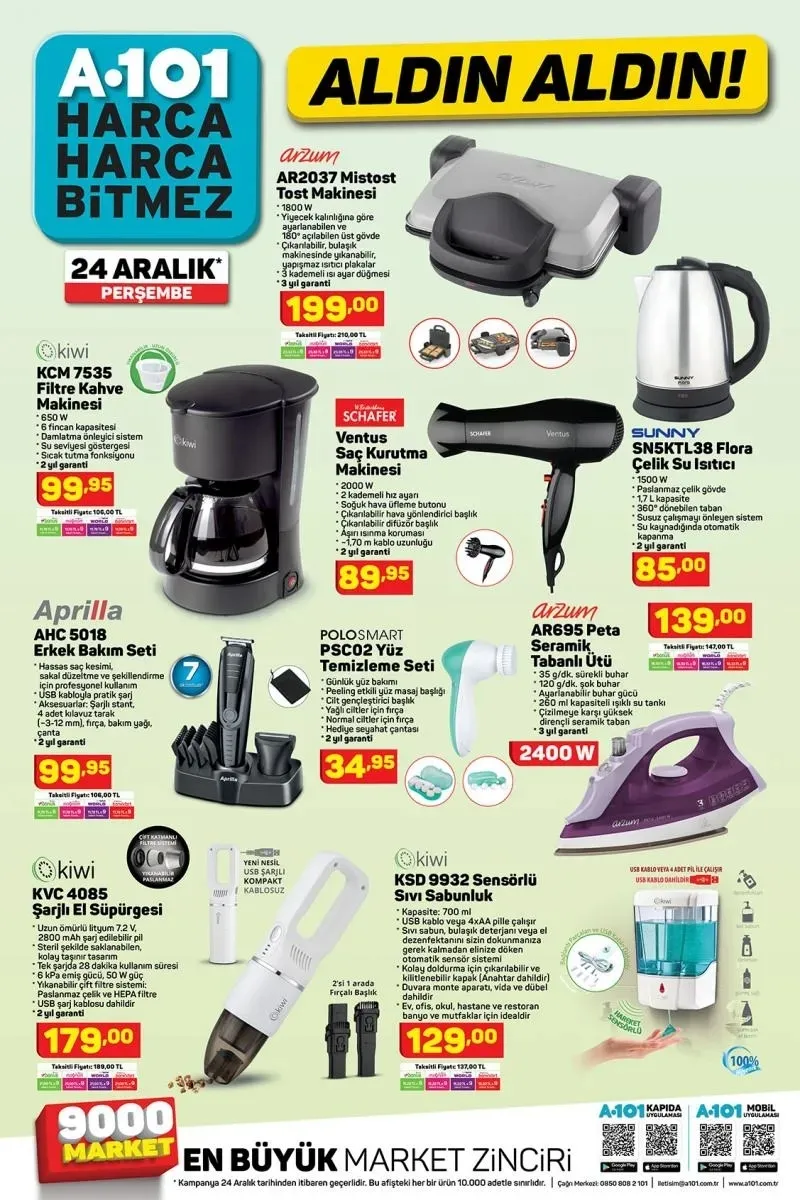 A101 24 Aralık 2020 aktüel ürünler kataloğu tam liste halinde yayınlandı! A101 aktüel ürünler kataloğunda bu hafta neler var?