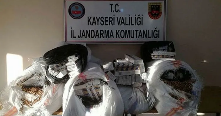 Kayseri’de fıstık çuvallarının içinden kaçak sigara ele geçirildi