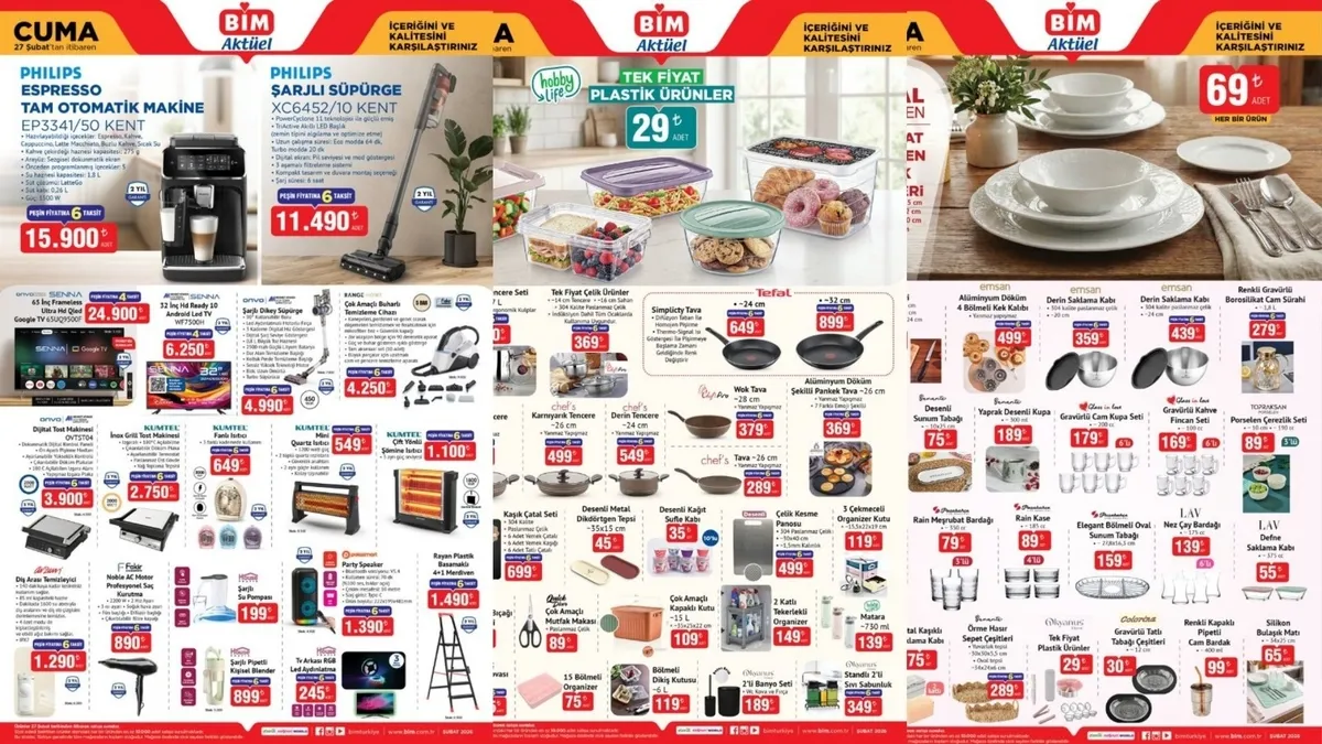 YENİ HAFTAYA ÖZEL İNDİRİMLER! BİM aktüel 24-27 Şubat 2026: Kahve makinesi, şarjlı süpürge,saklama kapları