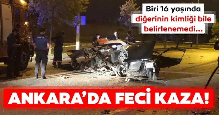 Ankara’da gece yarısı feci kaza! Otomobilden eser kalmadı...