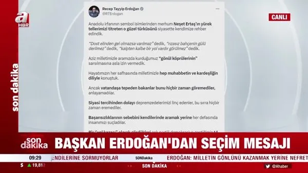Başkan Erdoğan'dan seçim mesajı: 