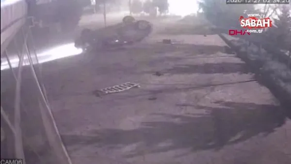 Tuzla'da otomobilin takla atarak bahçeye girdiği kaza kamerada | Video