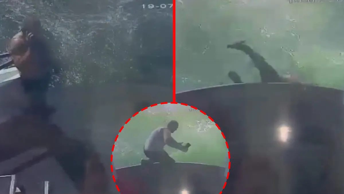 Haliç'te meydana gelen tur teknesi kazasında hayatını kaybeden Yasin Konya'nın denize düştüğü anı gösteren görüntü.