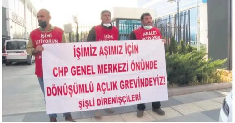 3 işçi, CHP önünde açlık grevi başlattı