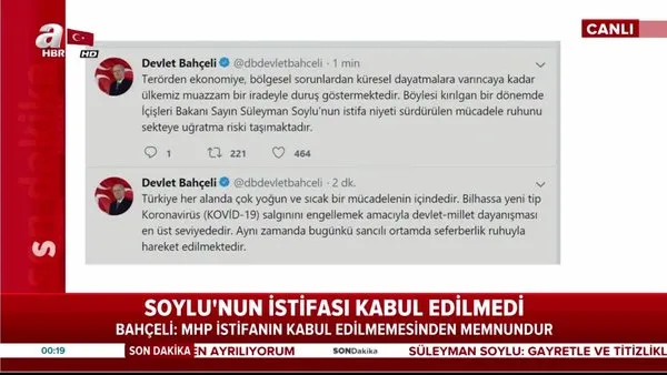 MHP lideri Bahçeli'den Süleyman Soylu açıklaması: MHP istifanın kabul edilmemesinden memnundur