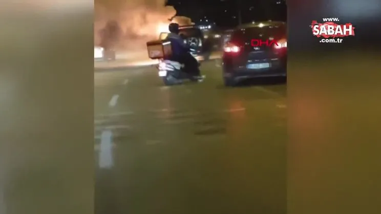 Bursa'da seyir halindeki cip alev alev yandı | Video