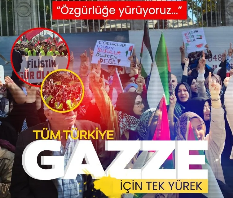 Vicdanlı yürekler Gazze için yürüyor