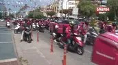 Alanya’da motokuryeler öldürülen meslektaşları Ata Emre Akman için toplandı
