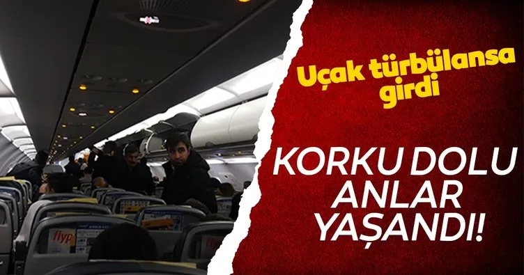 Türbülansa giren uçakta korku dolu anlar