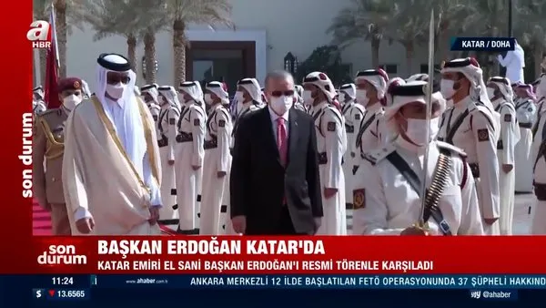 SON DAKİKA: Başkan Erdoğan Doha'da! Katar Emiri El Sani resmi törenle karşıladı
