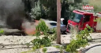 Nevşehir’de korku dolu anlar! Lüks araç alev alev böyle yandı