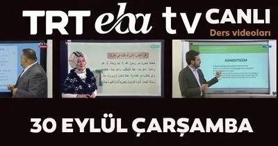 TRT EBA TV izle! 30 Eylül Çarşamba Ortaokul, İlkokul, Lise dersleri ’Uzaktan Eğitim’ canlı yayın: EBA TV ders programı | Video