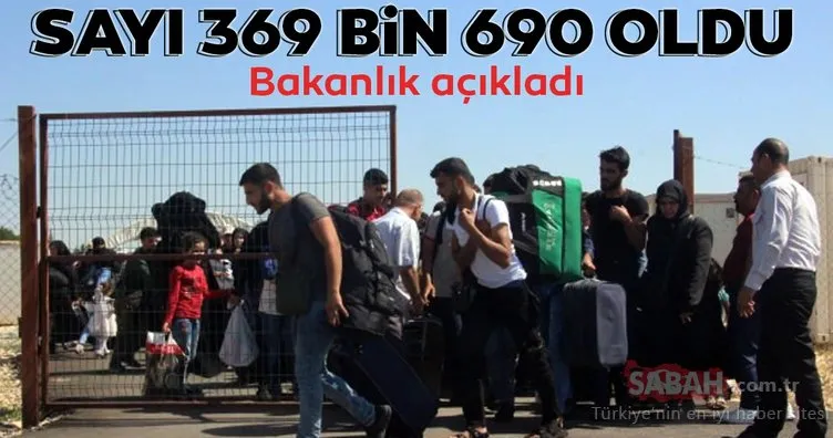 Suriyelilerden 369 bin 690’ı ülkesine döndü