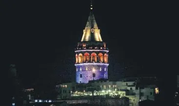 Galata Kulesi mavi turuncu oldu