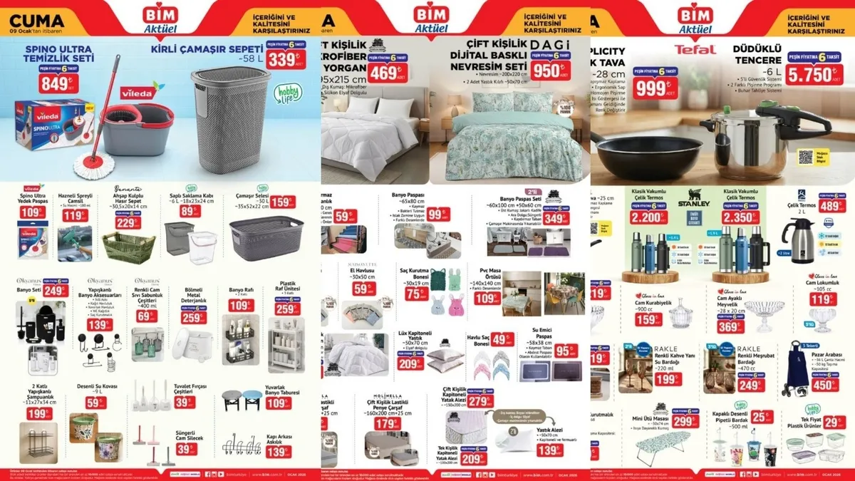 BİM aktüel 9 - 13 Ocak kataloğu: Bu hafta BİM’de neler var? Düdüklü, temizlik seti, kirli çamaşır sepeti...