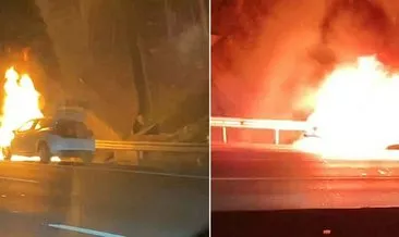 FSM Köprüsü çıkışında bir araç alev alev yandı