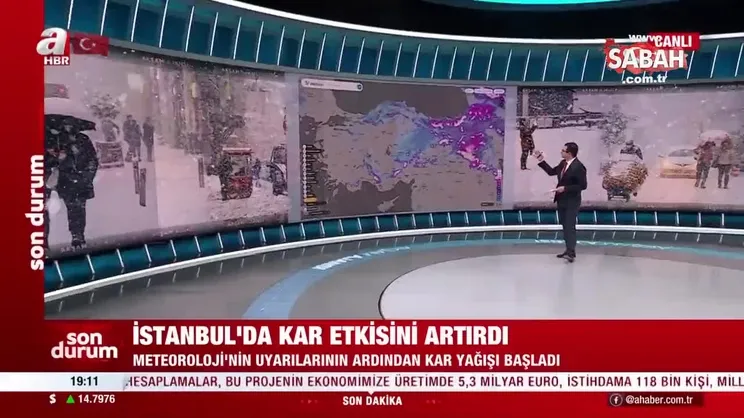 İstanbul'da kar etkisini artırdı | Video