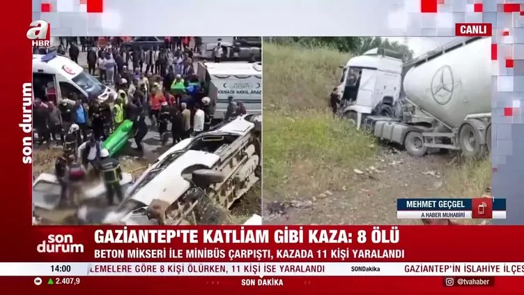 Gaziantep’te katliam gibi kaza! Tır minibüsü biçti 8 ölü, 10 yaralı