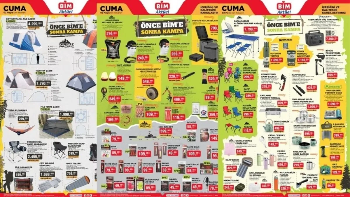 BÜYÜK İNDİRİMLER! BİM aktüel katalog 29 Nisan-2 Mayıs 2025: Kamp severler için ekipmanlar BİM'de!