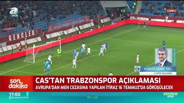 CAS'tan Trabzonspor açıklaması