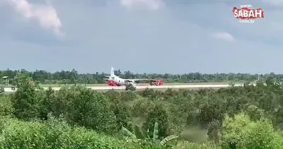 Tayland’da askeri uçak burun üstü acil iniş yaptı | Video