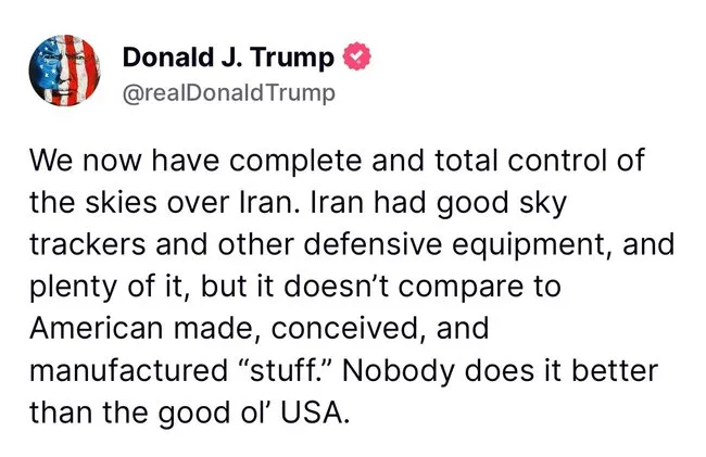 ABD Başkanı Trump: İran semalarında tam kontrole sahibiz