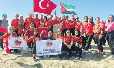 Dinekdağı zirvesine Filistin bayrağı