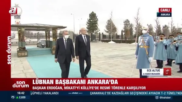 Son Dakika: Lübnan Başbakanı Necip Mikati Ankara'da! Başkan Erdoğan, Külliye'de resmi törenle karşıladı | Video