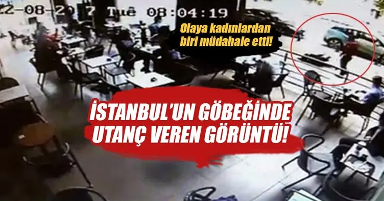 İstanbul’un göbeğinde kadına şiddet kamerada