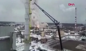 Rusya’da fabrikadaki patlama sonrası çıkan yangın kamerada