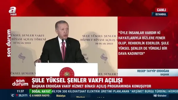 Son Dakika: Başkan Erdoğan'dan Şule Yüksel Şenler Vakfı Hizmet Binası Açılış Programı'nda açıklamalar | Video