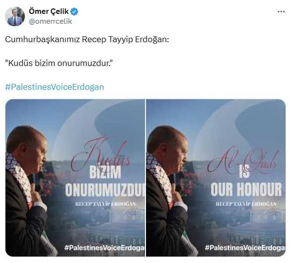 Cumhurbaşkanlığı kabine üyelerinden peş peşe paylaşım: Erdoğan, sessiz dünyanın vicdanıdır